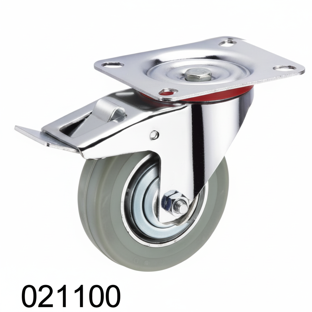 ROUE EN CAOUTCHOUE  FIX  PIVOT PIVOT A VEC FREIN